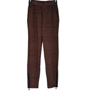 Universal Standard Brown Plaid Moro Pocket Signature Ponte Pants Zipper Hem